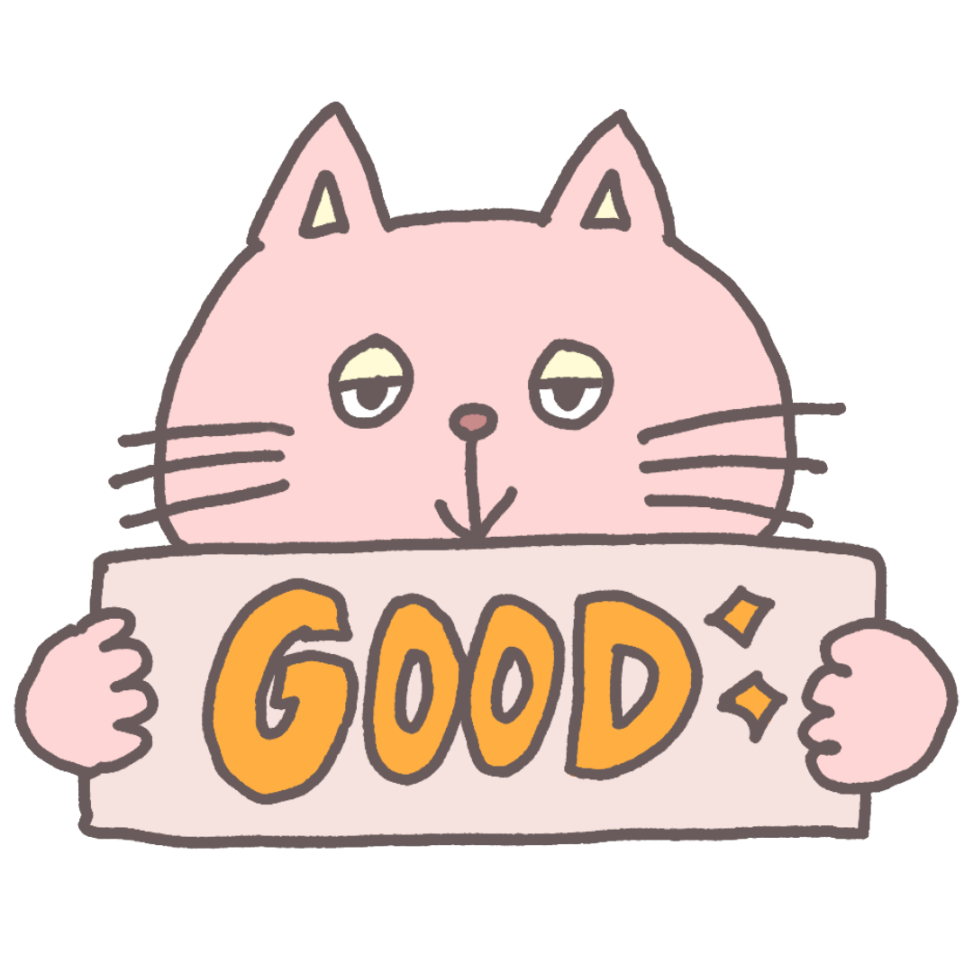 フリーイラスト | GOODを掲げるねこ