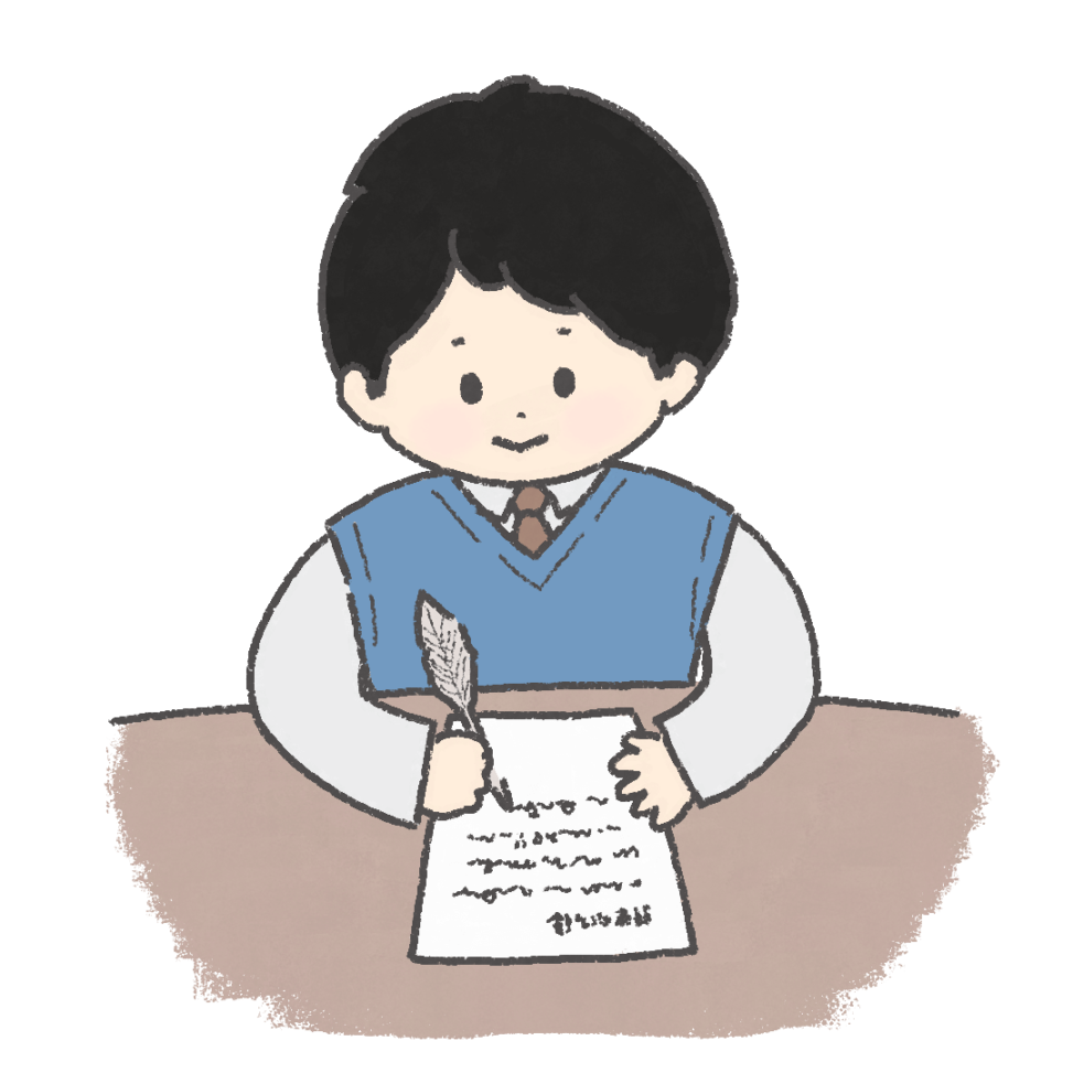 フリーイラスト| 手紙を書く男性