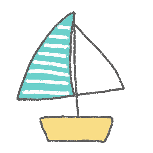 水色と白の帆のヨット　ゆるいイラスト