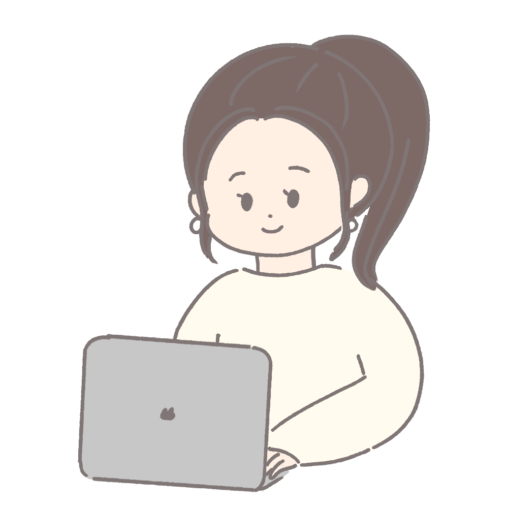 ノートパソコンをするポニーテールの女性