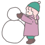 雪だるまを作る女の子